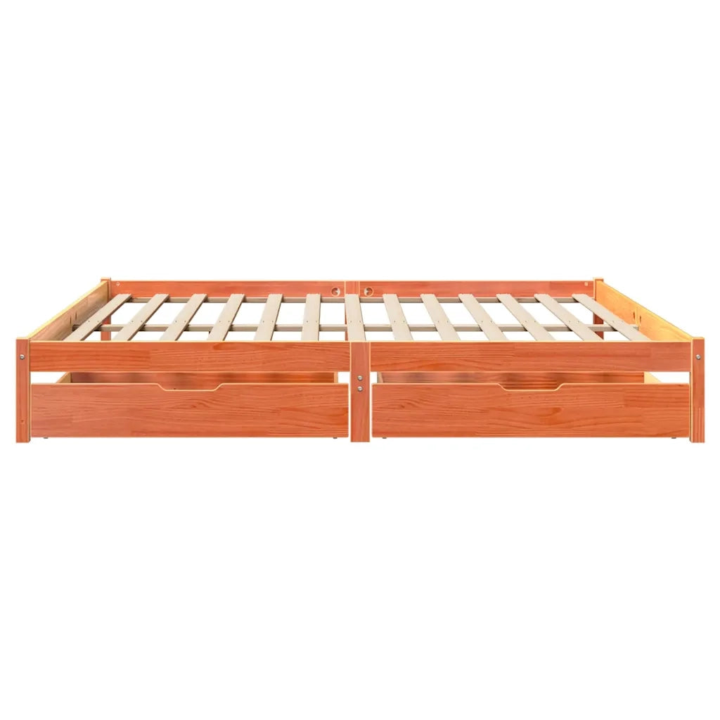 Letto senza Materasso Marrone Cera 200x200 cm in Legno di Pino