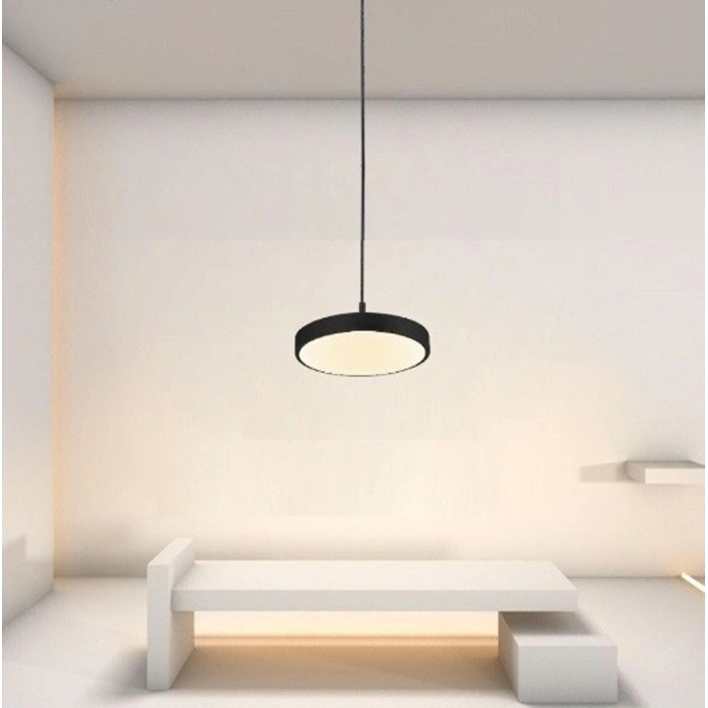 Trade Shop - Lampadario A Sospensione Led 40w Nero Cerchio Tondo Moderno Minimal Luce 4000k 32897 -