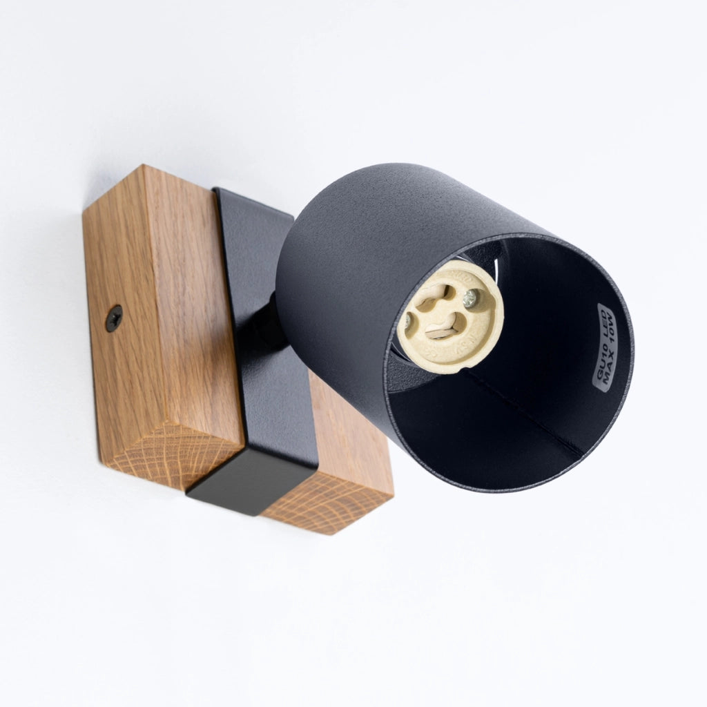 Applique Nordal 1 Pure Lume nero/legno spot orientabile GU10