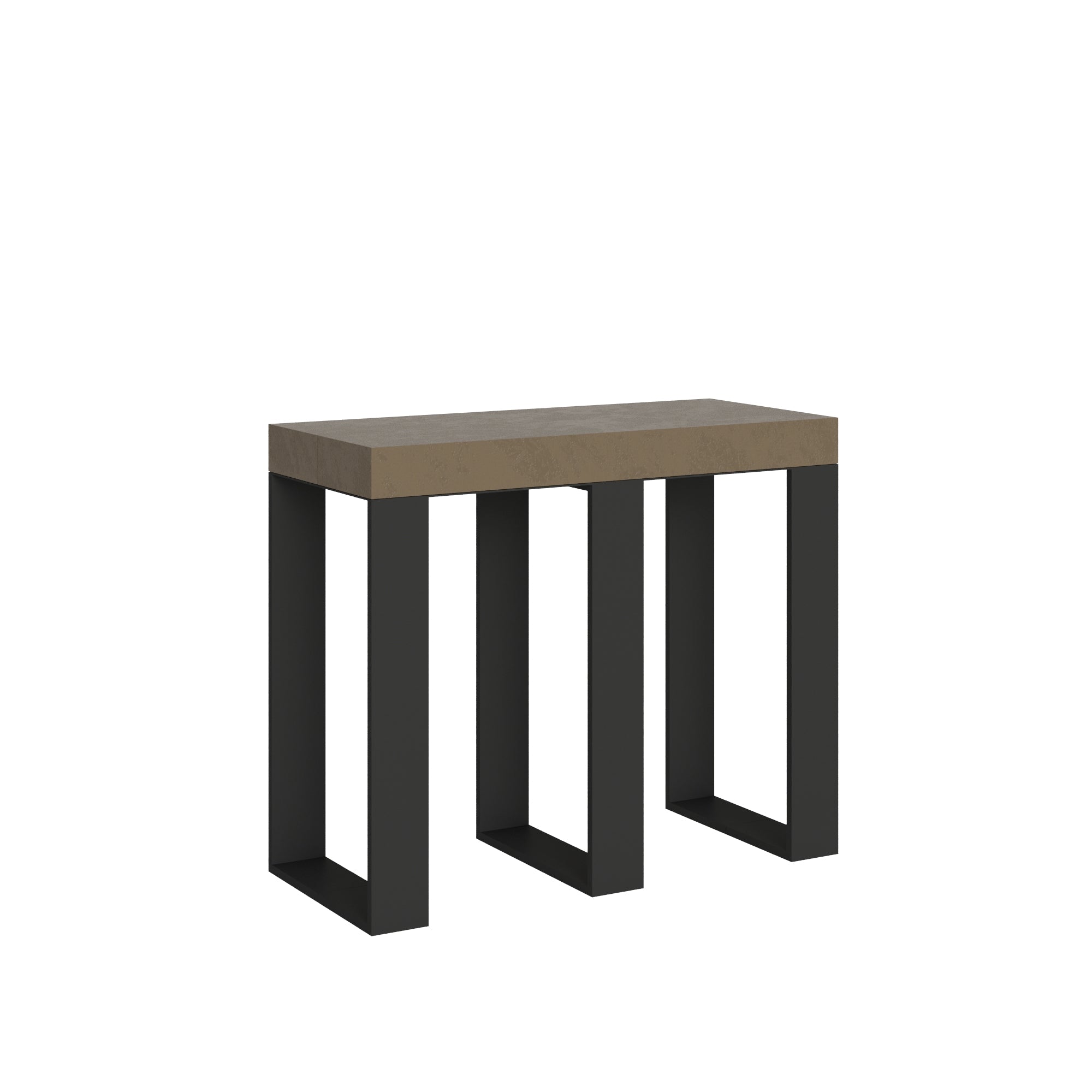 Consolle Allungabile 90-300x40x77 cm Sintesi Tortora Telaio Antracite