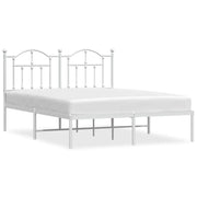 Letto matrimoniale | Letto per adulti | Giroletto con Testiera Metallo Bianco 140x190 cm