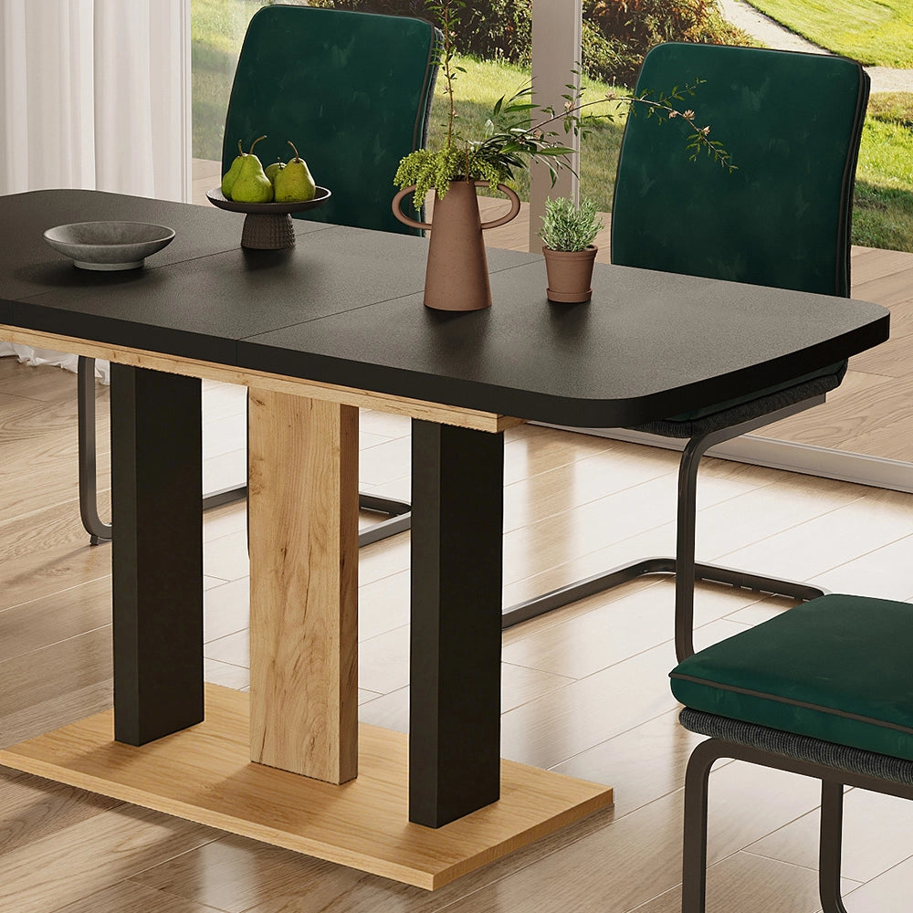 Vicco Tavolo da pranzo Estensibile Nero 120/160 x 80 cm 2 parti