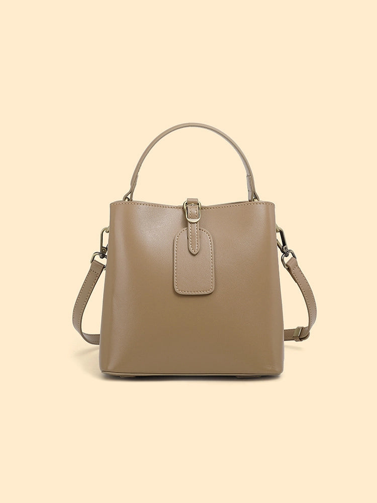Borsa tote da donna in vera pelle, morbida, color albicocca