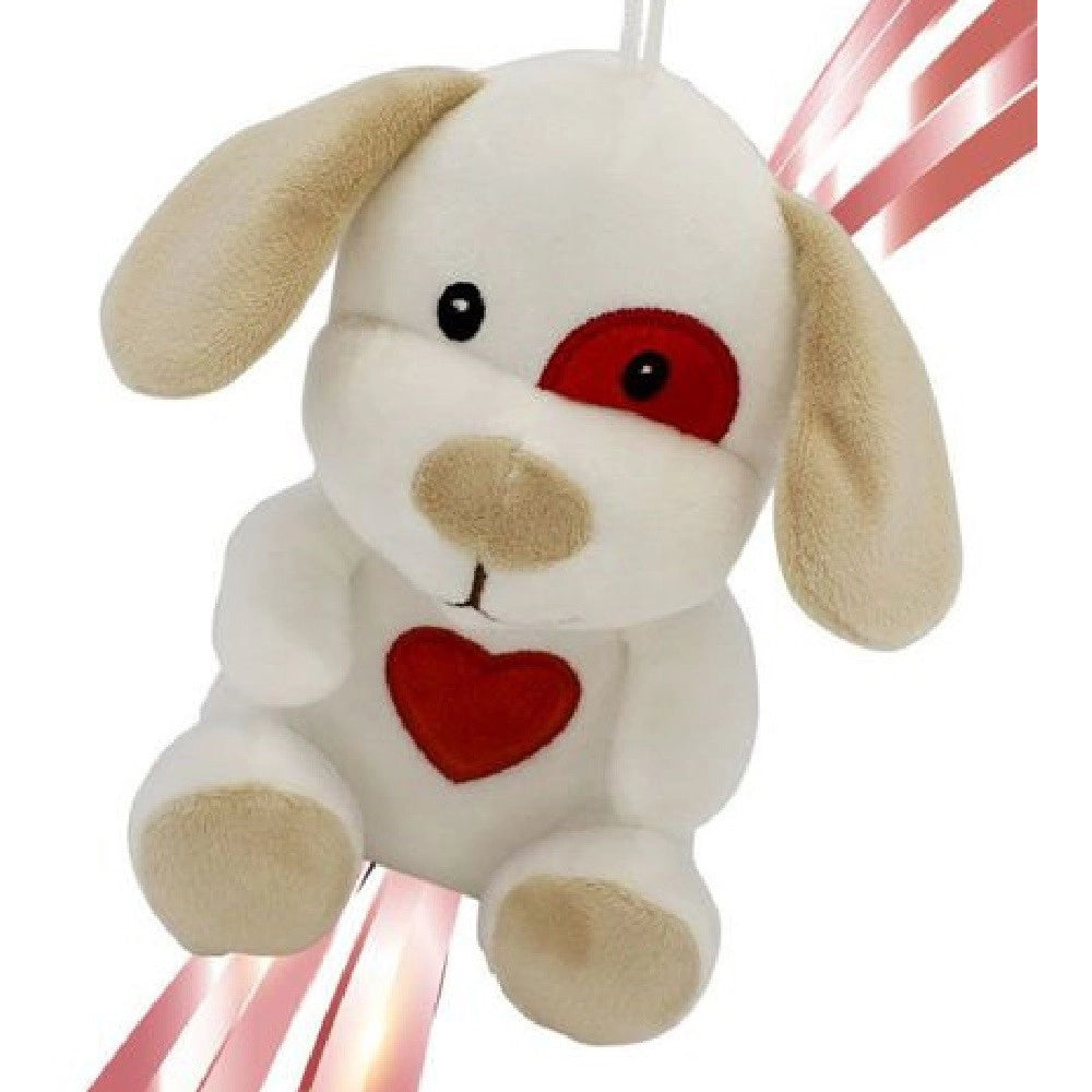 Trade Shop - Cane Cagnolino Peluche 16cm Cuore Stampato Laccio San Valentino Col. Ass. 95066 -