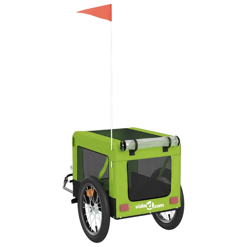 Rimorchio da Bici per Animali Verde e Nero Oxford e Ferro CFW2952804