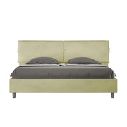 BS COM Letto matrimoniale king size con rete imbottito 200x200 microfibra tè verde