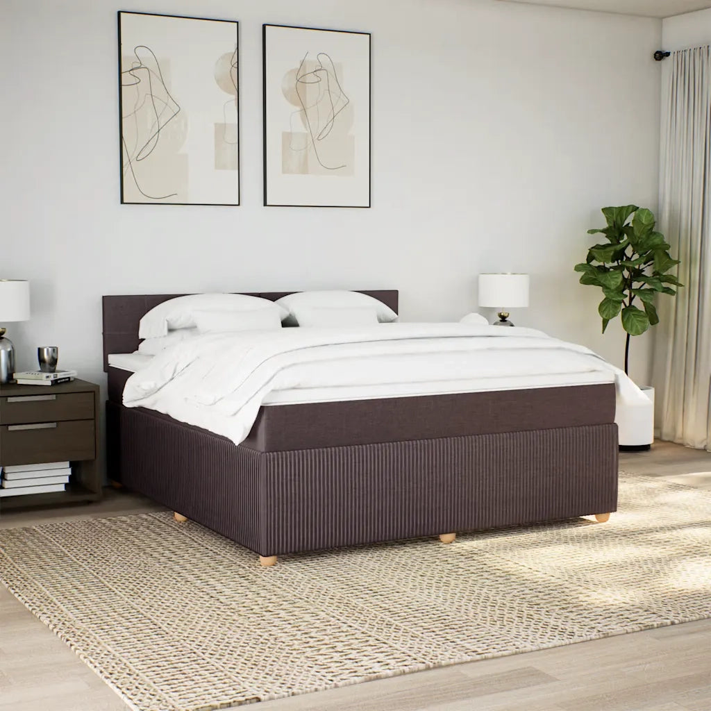 Giroletto a Molle con Materasso Marrone Scuro 180x200cm Tessuto 3289838