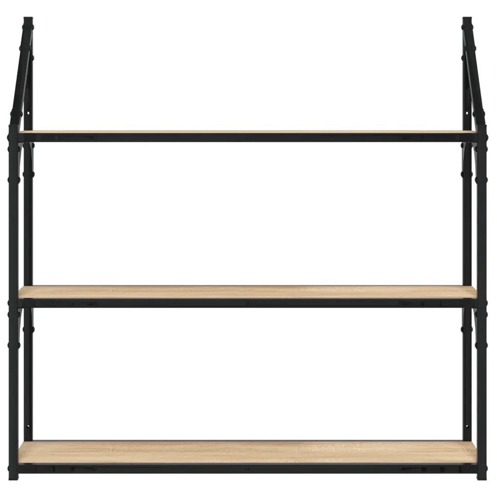 Scaffale Parete 3Ripiani Rovere Sonoma 80x21x78,5cm Multistrato 835455