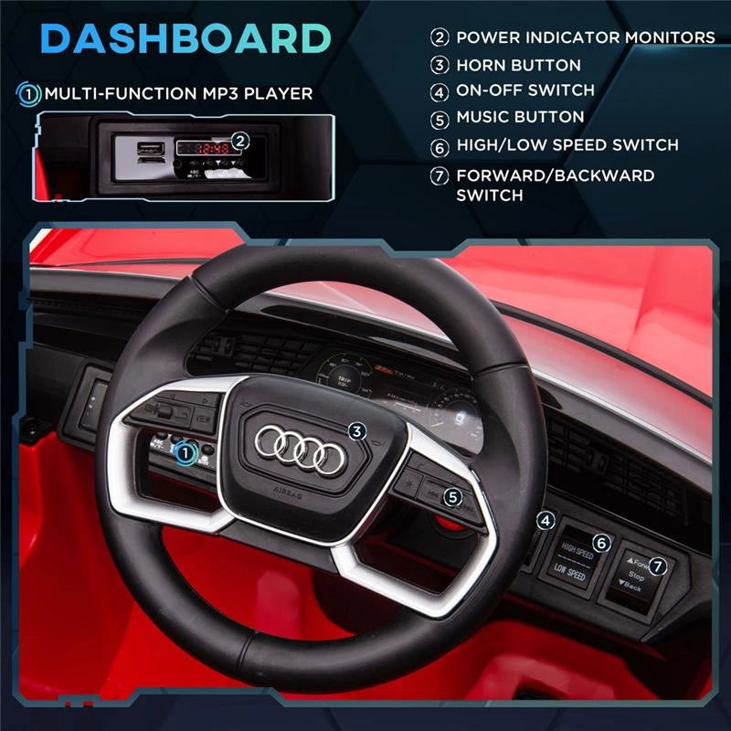 MACCHINA ELETTRICA AUDI PER BAMBINI 12 V CON TELECOMANDO ETÀ 3-5 ANNI ROSSA