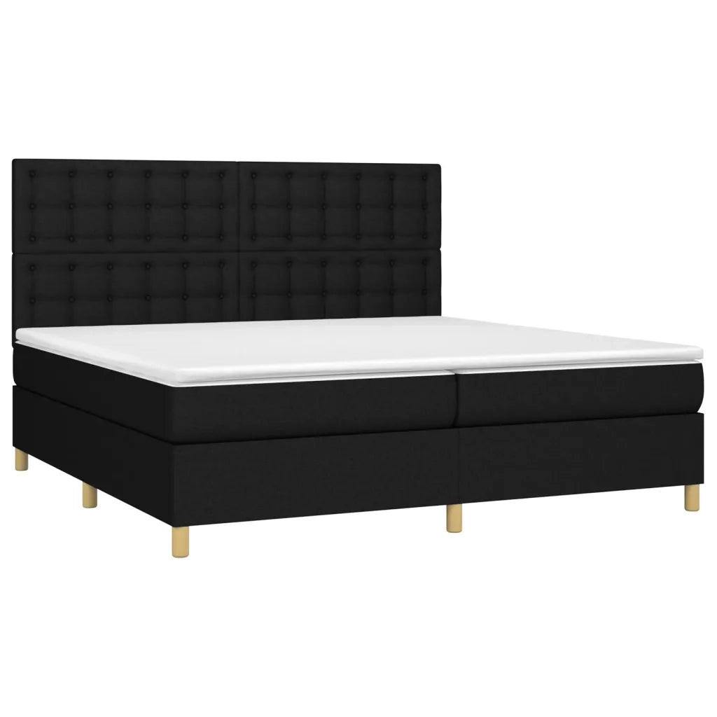 Letto a Molle Materasso e LED Nero 200x200cm in Tessuto cod mxl 62857