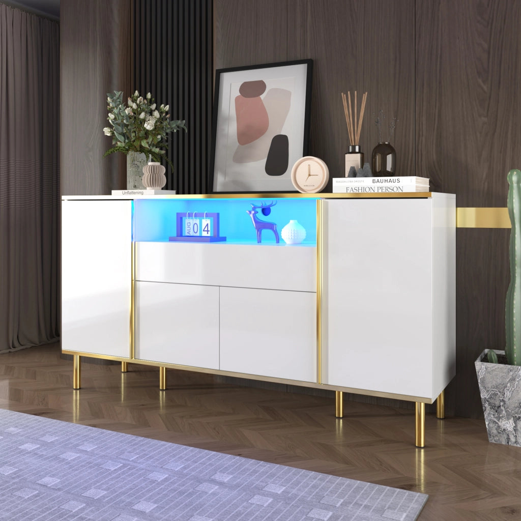 Credenza ¨C MINIMAL ¨C Bianco Lucido, 1 Cassetto, 150x40x80 cm