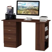 Tavolo da Scrivania Informativo Multi-Funzione 3 cassetti 2 ripiani dim. 120L x 49P x 72H cm MDF Effetto Noce