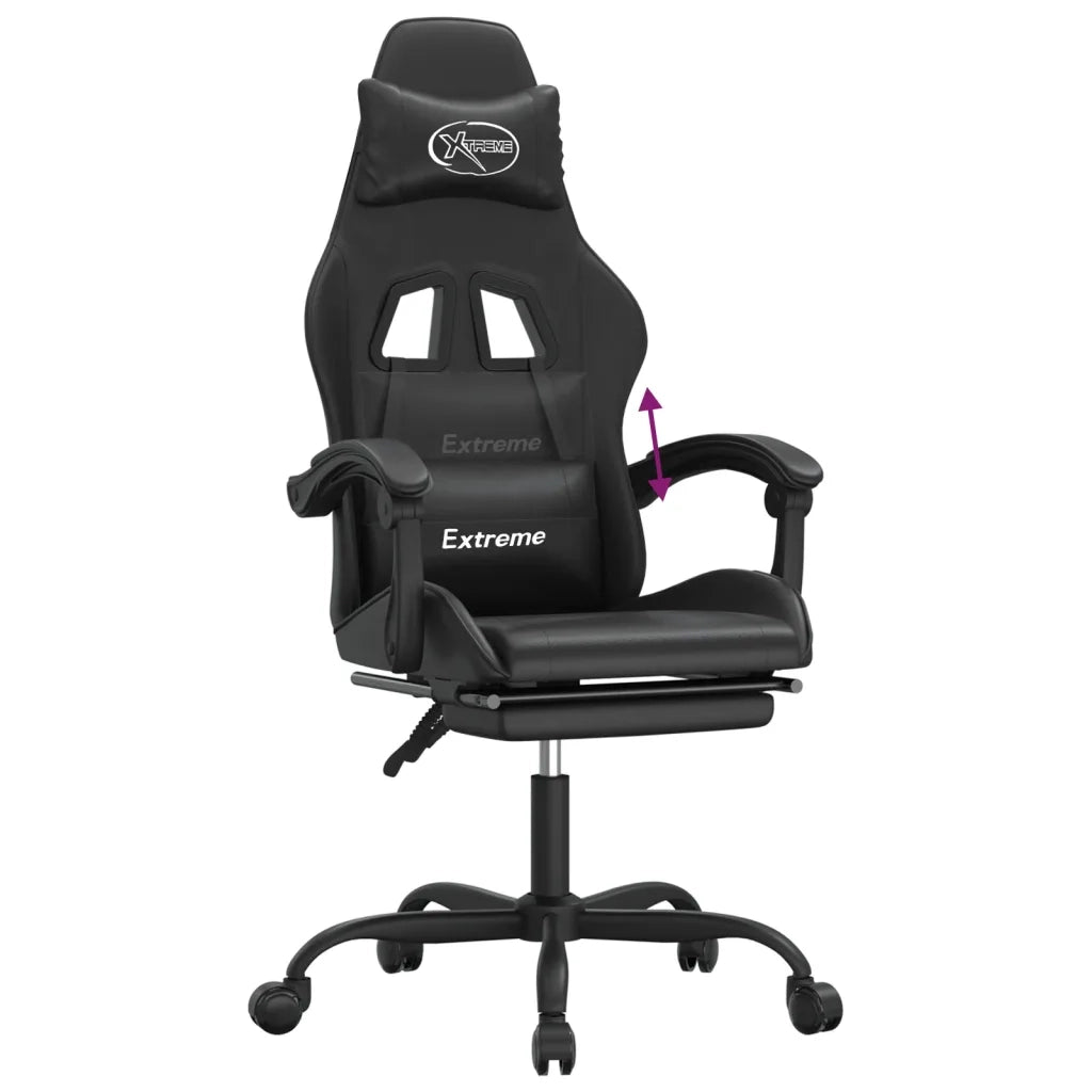 vidaXL Sedia da Gaming con Poggiapiedi Nero in Similpelle