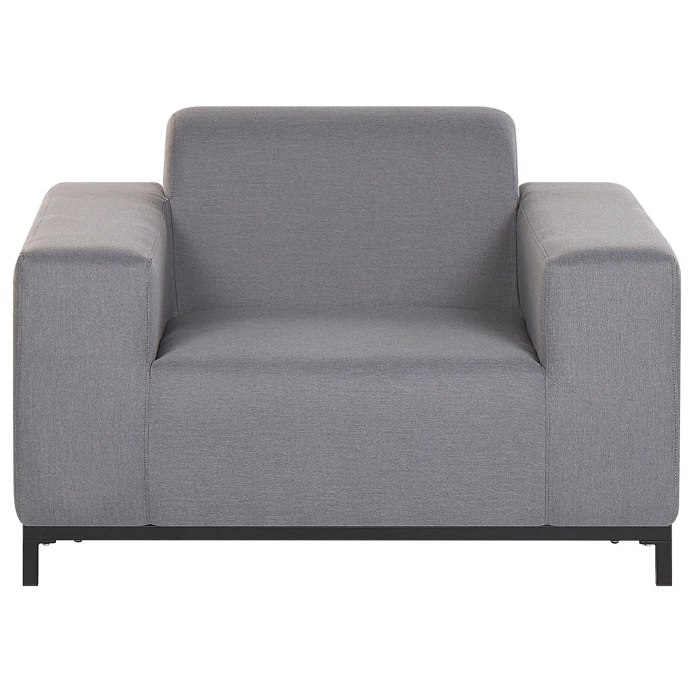 Set di 2 poltrone da giardino rivestimento tessuto grigio gambe alluminio Nero interni ed esterni mobili resistenti agli agenti atmosferici