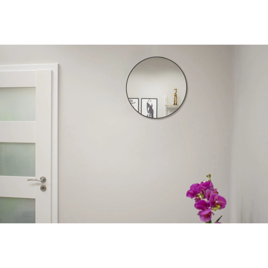 Specchio circolare moderno con cornice in metallo nero 50 cm