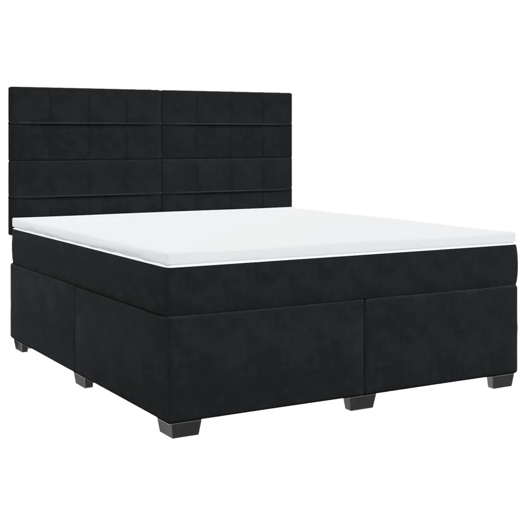 Giroletto a Molle con Materasso Nero 180x200 cm in Velluto