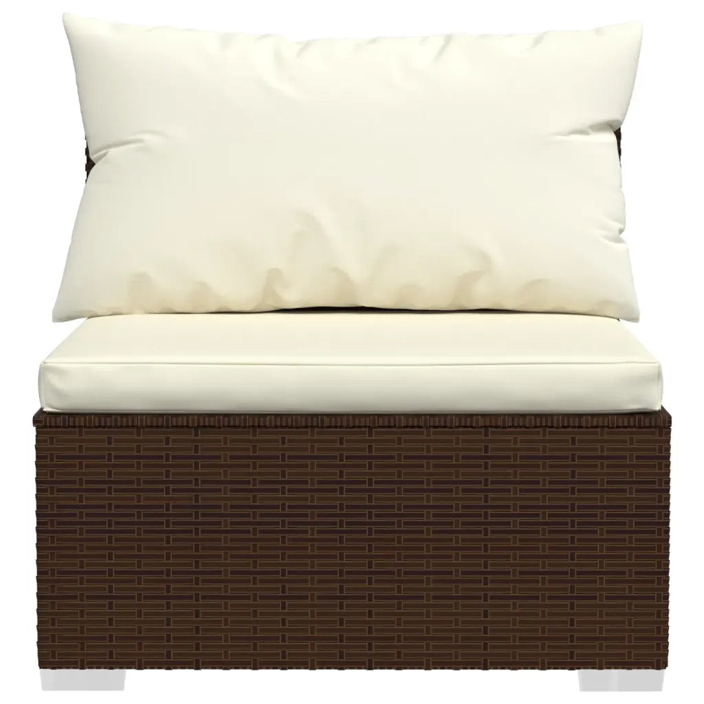 Set Divani da Giardino 4 pz con Cuscini in Polyrattan Marrone