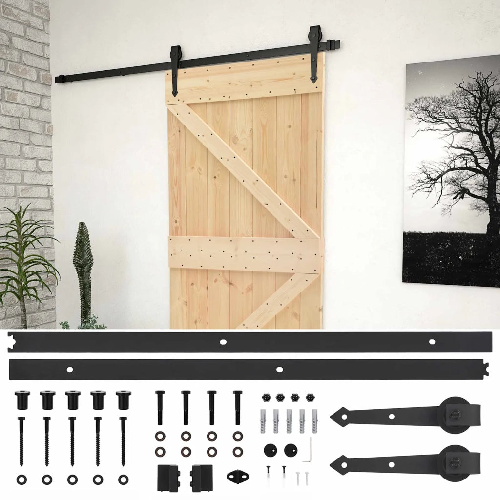 Porta scorrevole Naturale e Nero 90 x 210 cm 3444858