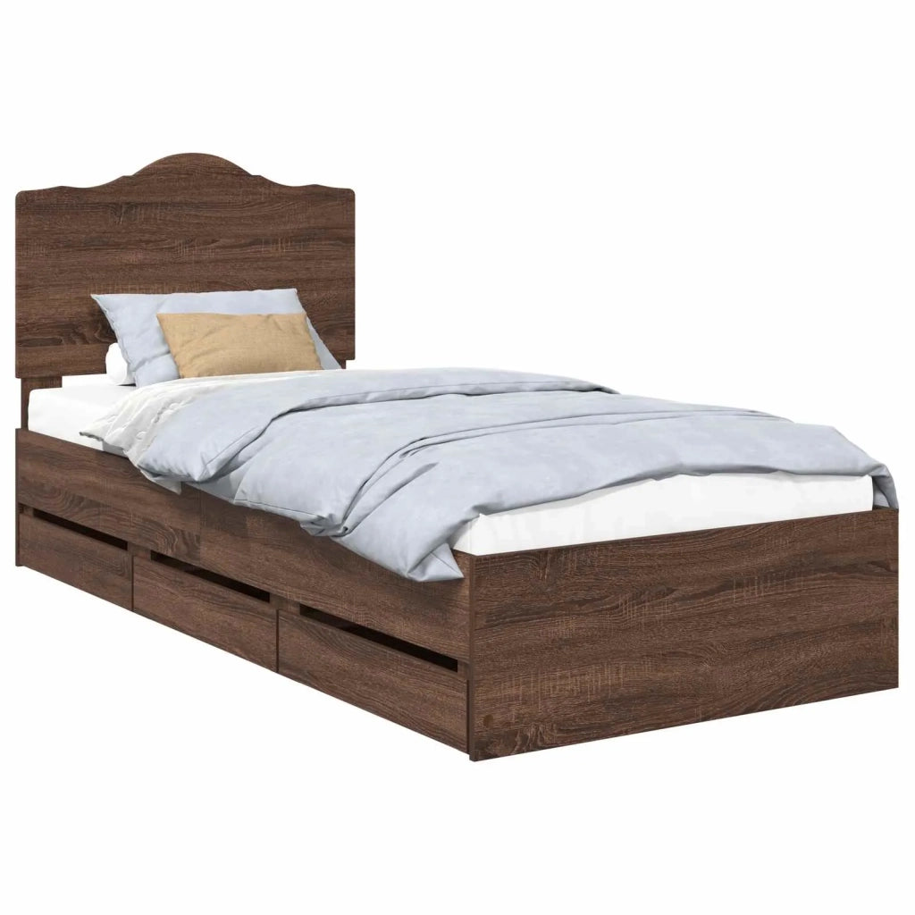 Struttura del letto con cassetto Quercia marrone 90 x 190 cm