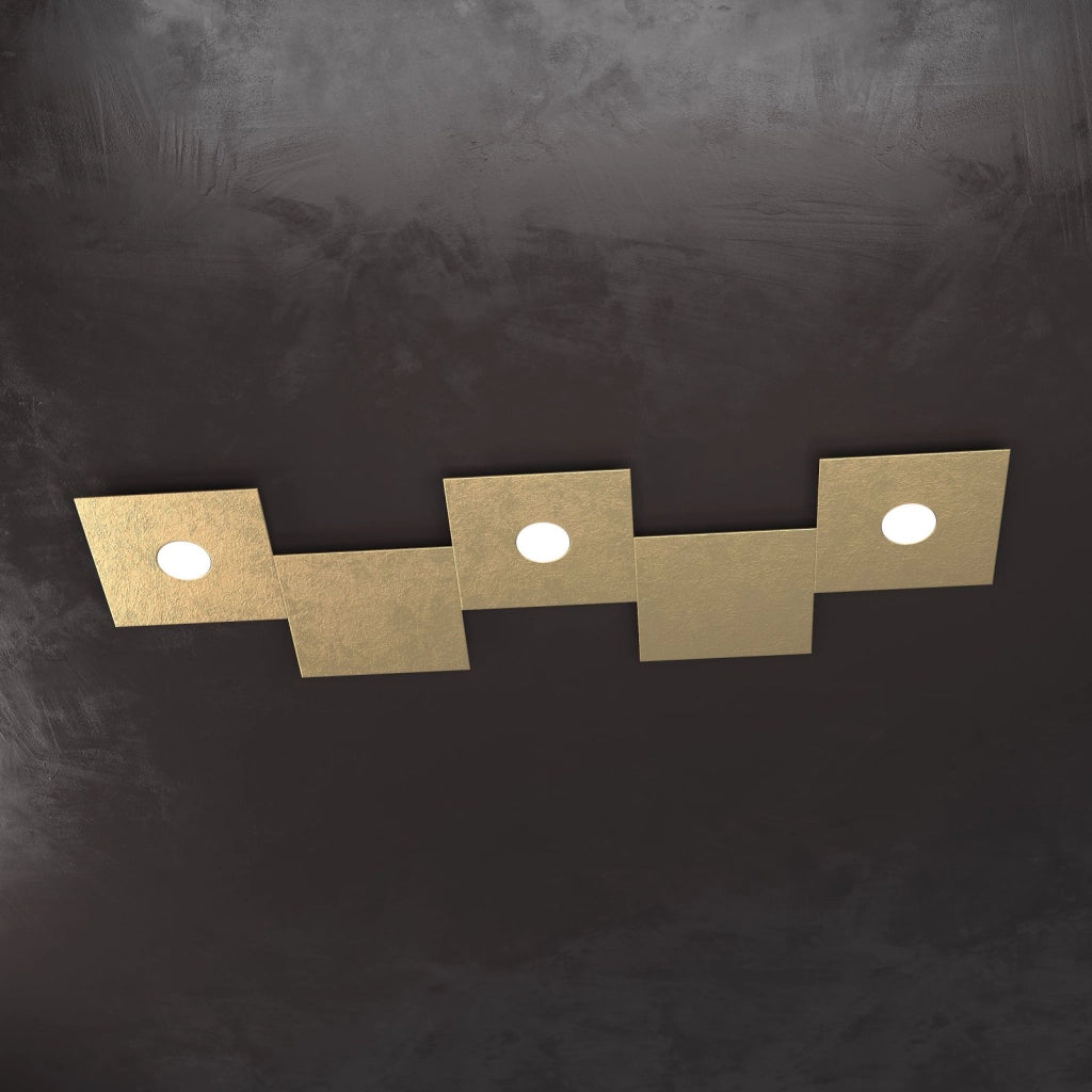 ECCENTRIC APPLIQUE-PLAFONIERA 3 LUCI + 2 DECORATIVO FOGLIA ORO 1156-3L2D-FO