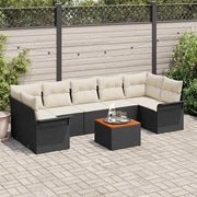Set Divano da Giardino con cuscino 8 pcs Nero polyrattan 3347292