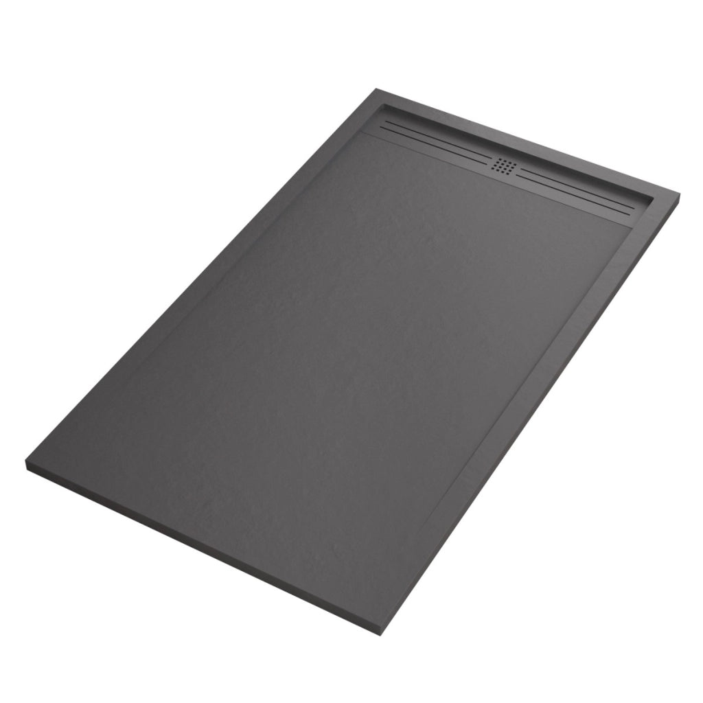 Piatto doccia in marmo resina grigio scuro pietra cemento grid, misura 90x130