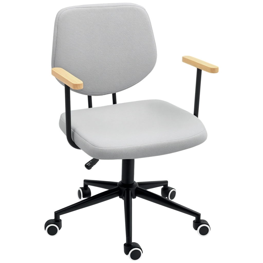 Sedia da ufficio con braccioli in legno, seduta regolabile con ruote ¨C Xylo ¨C Grigio 59x55x84-94cm