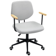 Sedia da ufficio con braccioli in legno, seduta regolabile con ruote ¨C Xylo ¨C Grigio 59x55x84-94cm