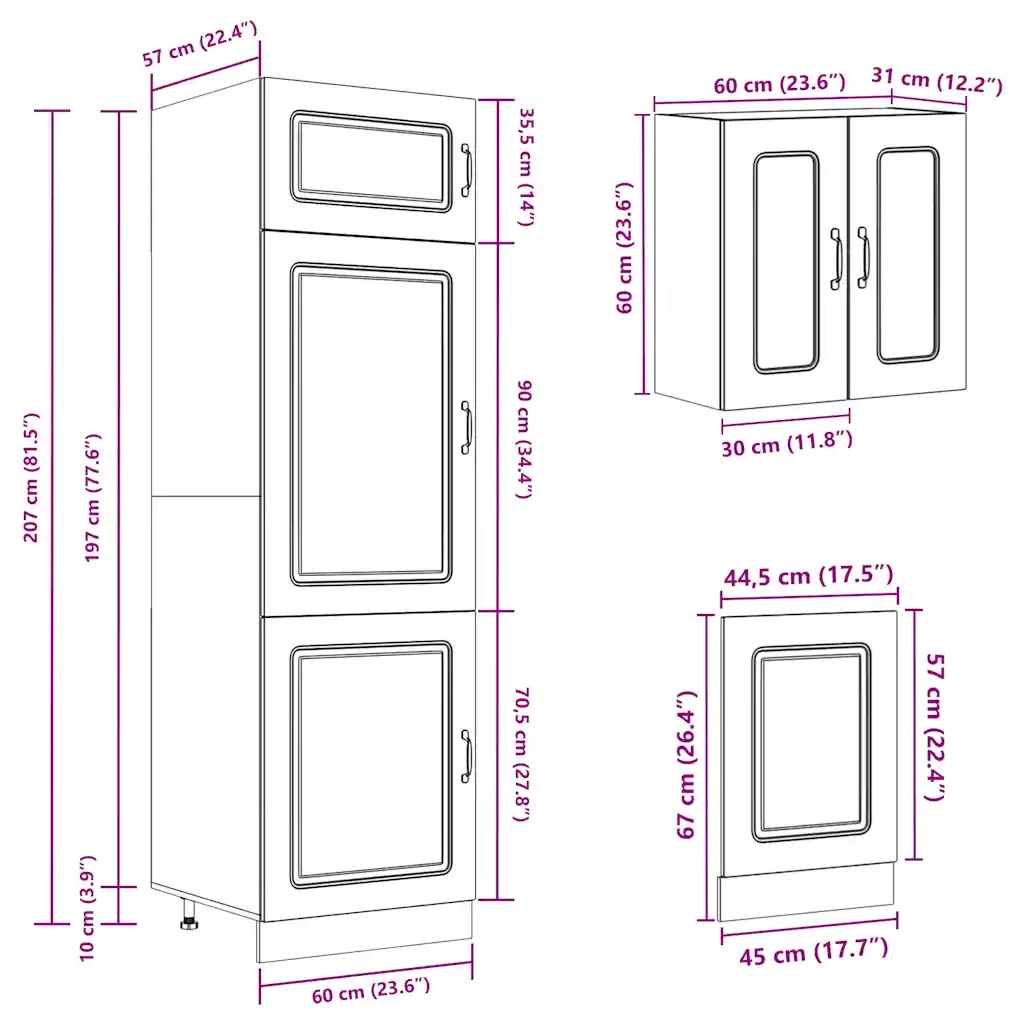 Set Mobili da Cucina 8 pz Kalmar Rovere Fumo Legno Multistrato