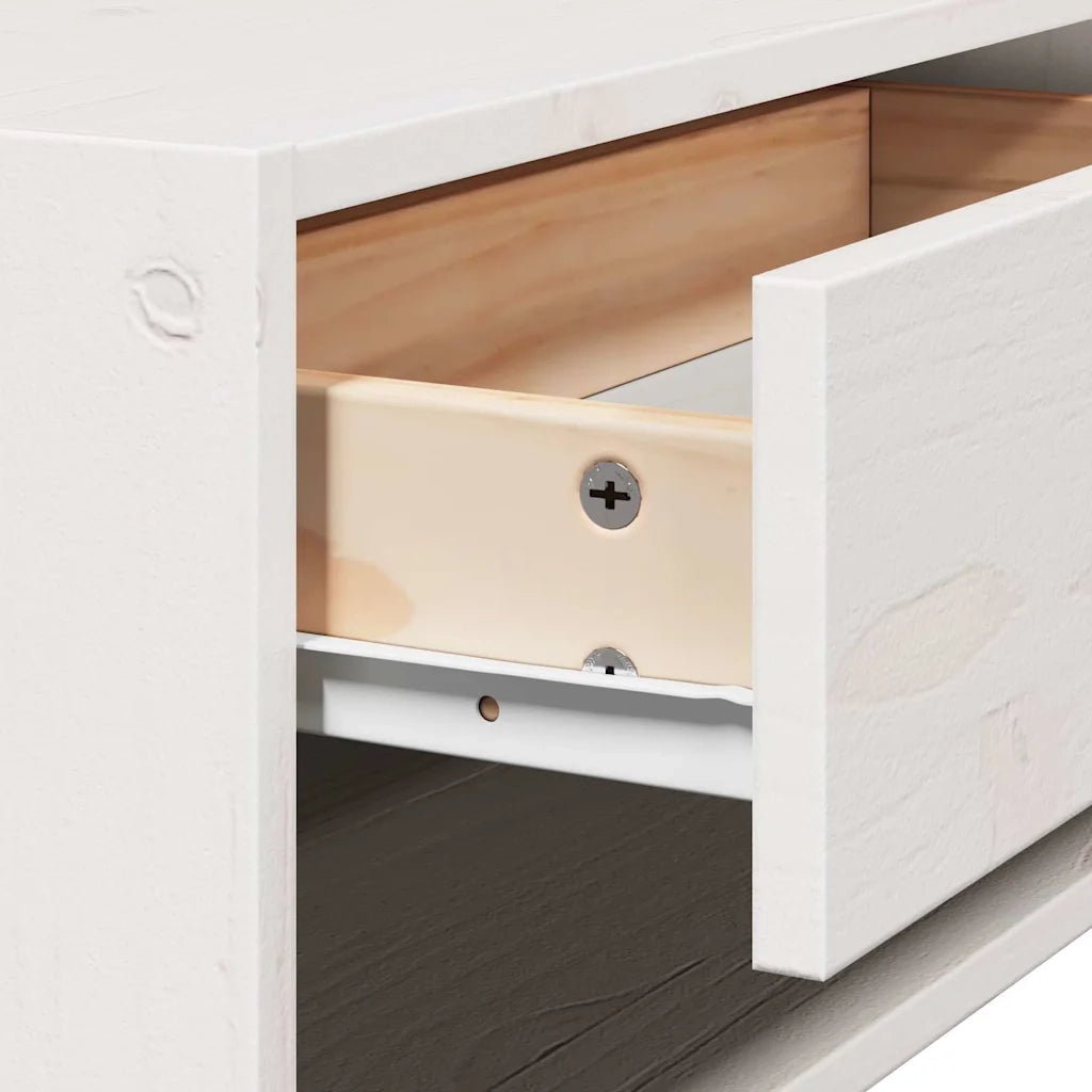 Comodino Bianco 50 x 32,5 x 24 cm Legno di pino massello 873477
