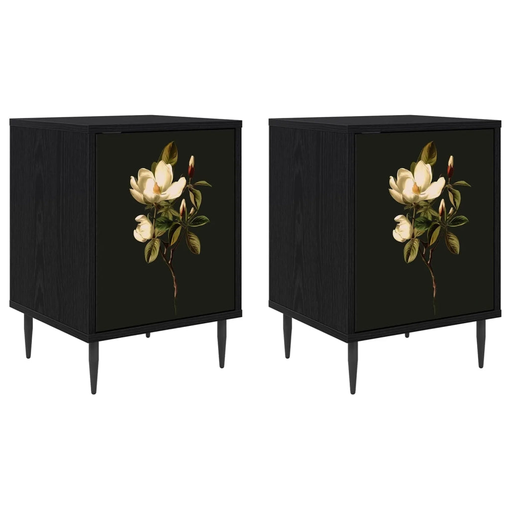 Armadio da Notte BREMEN 2 pz Rovere Nero 36 x 33 x 51 cm 8007266