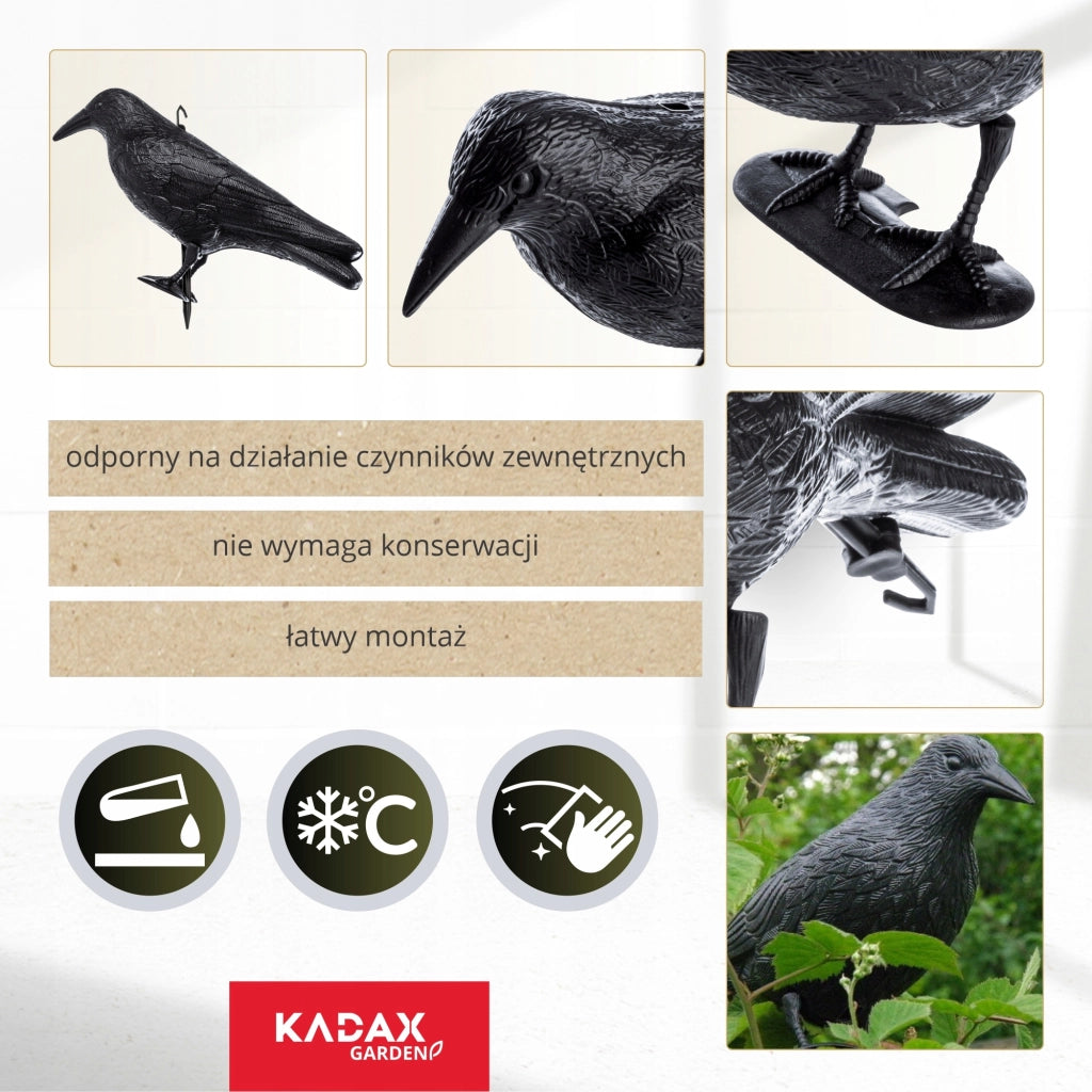 KADAX Grande spaventapasseri a forma di corvo contro piccioni, storni e uccelli in volo (2 pezzi)