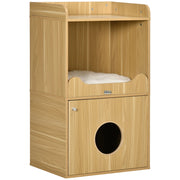 Mobile per lettiera gatto 3 livelli con porta e cuscino ¨C zephmum ¨C 60x45x103 cm