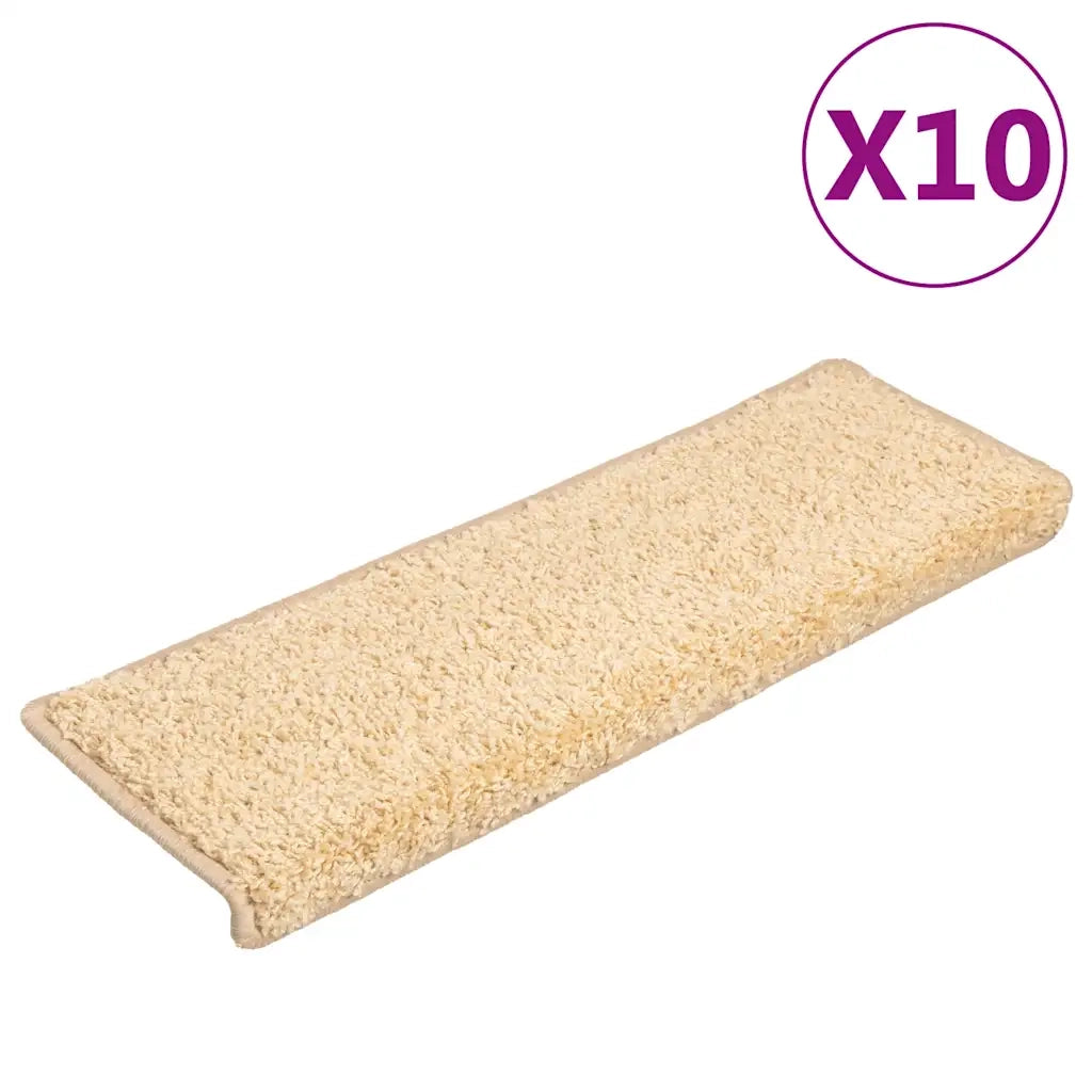 Tappetini per scale 10 pz | Gradini per Scale 65x21x4 cm Crema Bordo rettangolare