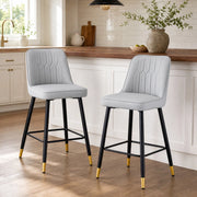 Set di 2 sgabelli alti 100 cm in PU grigio chiaro