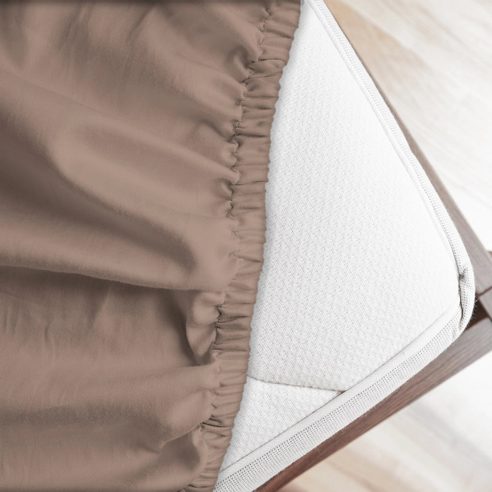 Lenzuolo letto sotto con angoli 100% puro cotone Made in Italy tinta unita Terra - 2 Piazze