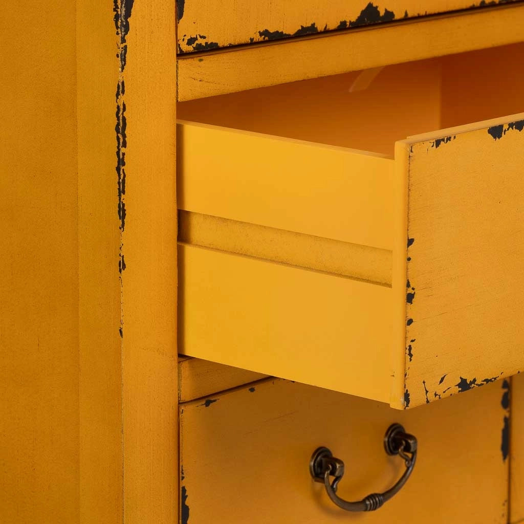 Armario de madera envejecido amarillo 96x40x150h cm