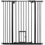 Barriera di Sicurezza Animali di 104,1h cm con Porta a Chiusura Automatica, Sistema di Doppio Bloccaggio, Nero