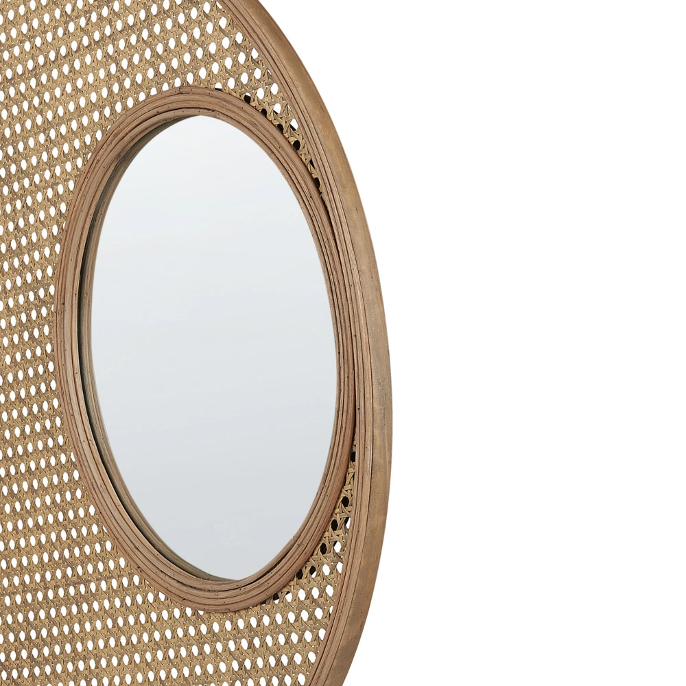 Specchio da parete decorativo telaio in bambù e rattan sintetico ø 60 cm