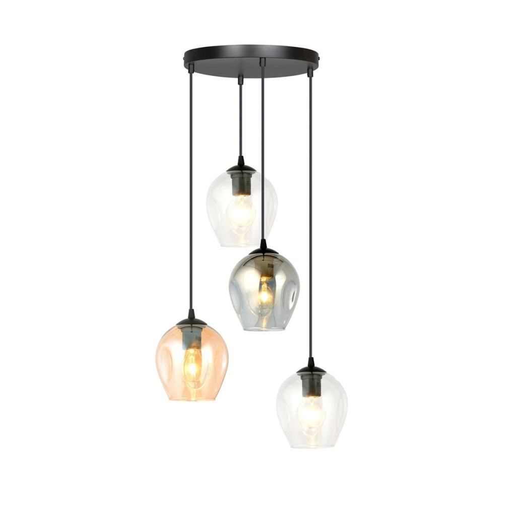Lampada a sospensione ISTAR in acciaio nero e vetro mix