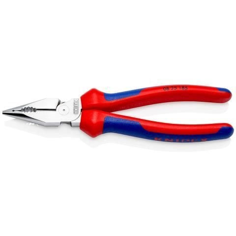 KNIPEX 08 25 185 Pinza universale con testa a punta cromata 185 mm manici comfort colore Cromato