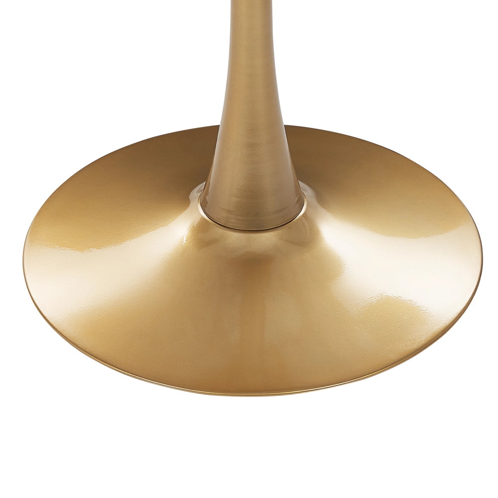 Tavolo da pranzo in marmo bianco con piano in MDF dorato base in metallo tavolo da cucina rotondo industriale da 90 cm