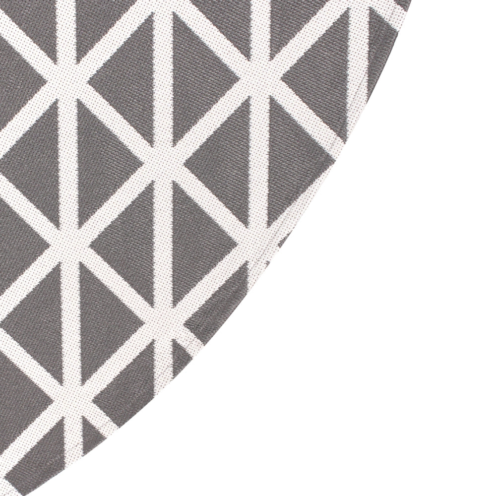 Tappeto rotondo per interni ed esterni con motivo geometrico ⌀160 cm Grigio moderno balcone patio