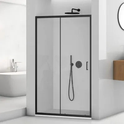Porta doccia nicchia 120 cm nero opaco con vetro scorrevole  Tay