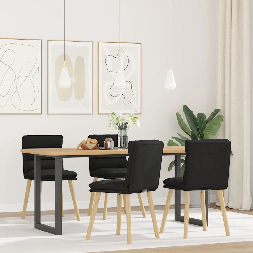 Sedie da Pranzo 4 pz | Sedie da cucina Nere in Tessuto
