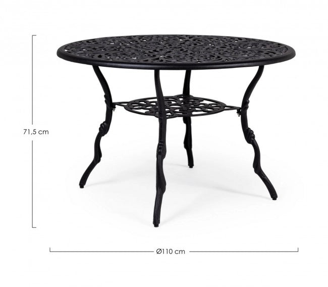 Tavolo da Giardino Rotondo in Alluminio Pressofuso con Decori - REGENCY