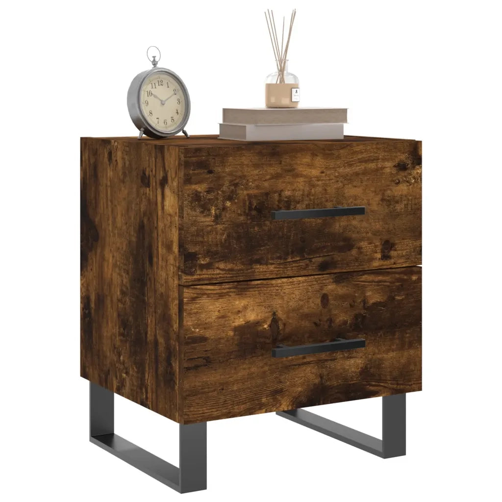 Comodino-Tavolino da notte Rovere Fumo 40x35x47,5 cm in Legno Multistrato 503435