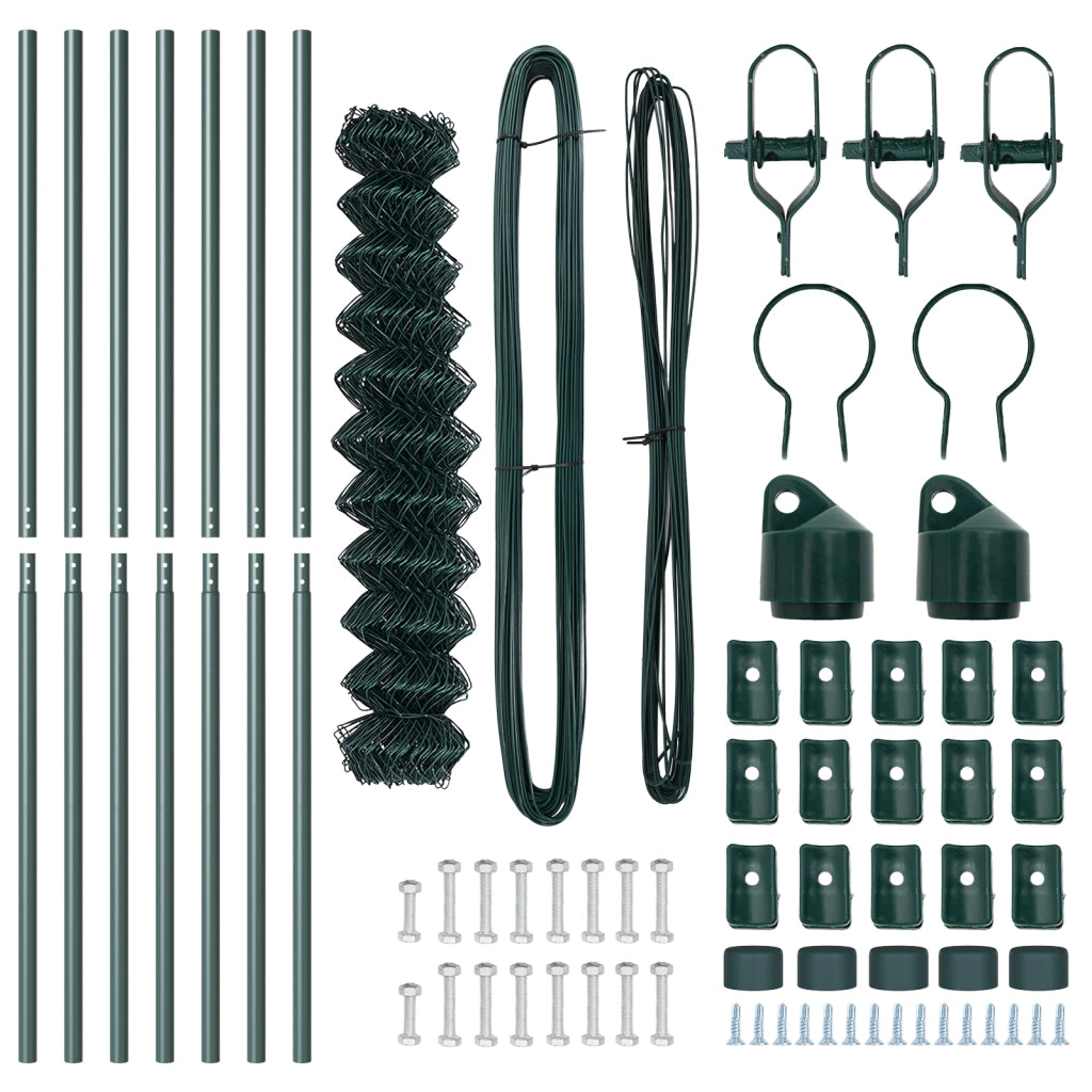 Recinzione a Maglie con 7 Post 1,2x10 m Acciaio Galvanizzato Verde