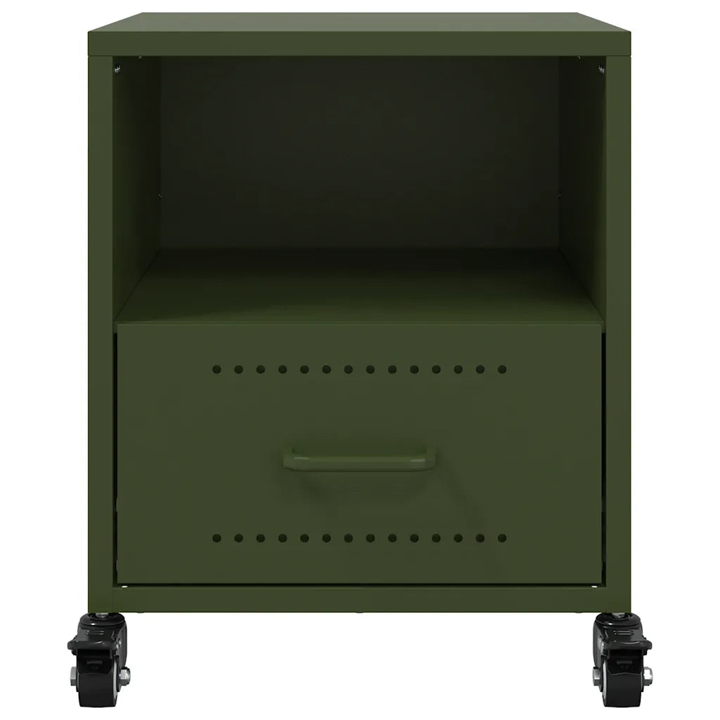 vidaXL Comodino Verde Oliva 36x39x43,5 cm in Acciaio