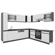 Vicco Cucina angolare completa Bianco/antracite 257 x 277 cm J-Shape, PL Antracite